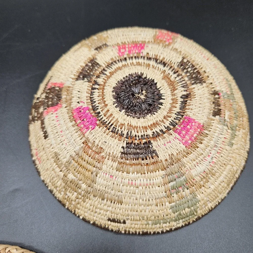 Southwestern Native American Style Woven Coil Baskets Bowls Boho Small Lot of 3